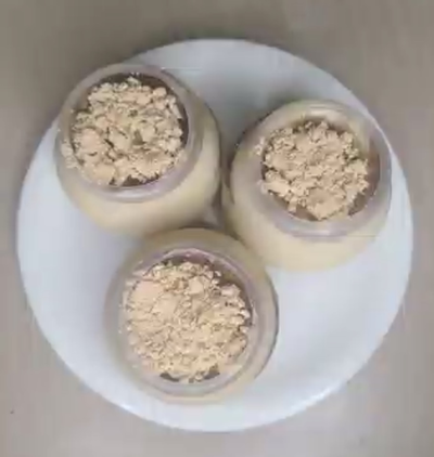 フライパンで作る♪キクラゲ黒蜜きなこプリンの作り方の写真